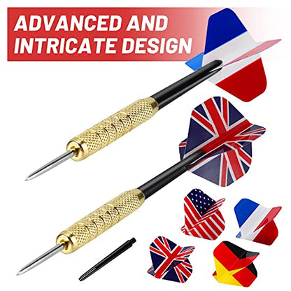 Accmor 12pcs Steel Tip Darts Set, 18 Grams Professional Metal Darts, Metal Tip Darts with 4 Extra Nylon Shafts, 4 Extra Flights in Four Different Patterns
