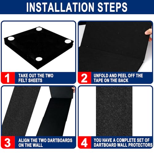 Dart Board Wall Protectors, Black Felt Wall Tiles Cork Dartboard Backing Wall Protector, 36" H X 25" W X 0.5" Square Dartboard Alternative Dart Accessories