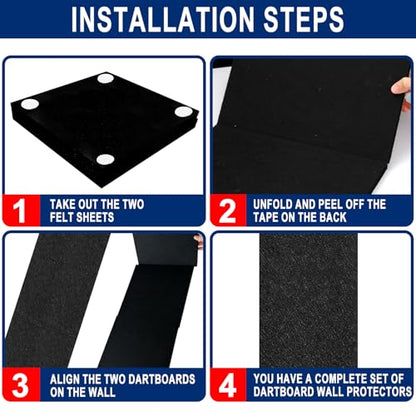 Dart Board Wall Protectors, Black Felt Wall Tiles Cork Dartboard Backing Wall Protector, 36" H X 25" W X 0.5" Square Dartboard Alternative Dart Accessories
