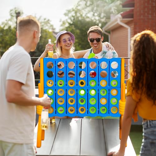 Ayeboovi Giant 4-in-A-Row, Jumbo 4-to-Score Yard Game for Kids and Adults Indoor Outdoor Party Family Connect Games Set with Quick Release Slider & Carrying Bag