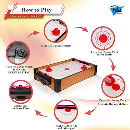Point Games Hockey Table, Mini Table Games for Kids, Arcade Game for Boys & Girls, Great Gift fro Children Ages 3+ - style: Air Hockey
