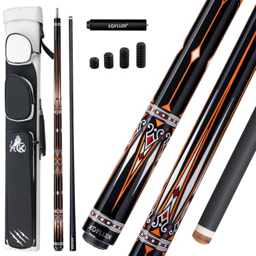 KONLLEN Carbon Fiber Pool Cue 2.0, 58-inch Low Deflection Billiard Stick for Adults with 12.5mm Tip and Pro Taper - color: 012 AK-15F 2.0 set-yellow