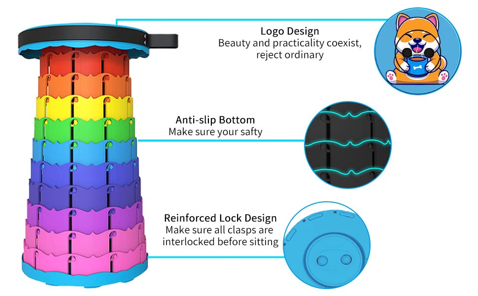 Alevmoom Folding Stool, Adjustable, Portable, Lightweight, Safety and Stability, Multi-Application - color: Puppy