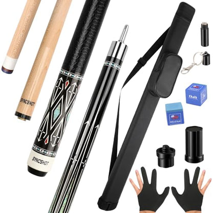 Professional Pool Cue Stick with Hard Case, 58" Canadian Maple Billiard Cue & 12.5mm Multi-Layer Rainbow Tip, Pool Cue Set with 3 Accessories, 19/20/21oz Billiard Stick (Selectable) - size: 20oz, style: Style 1