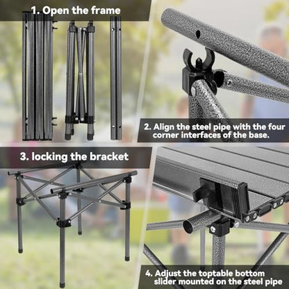 Opliy Folding Camping Table,Portable Table for 1-2 Persons -Collapsible Table Lightweight with Carry Bag for Camping, Hiking, Picnics, BBQs, Beach Trips & Tailgating(16.5 inch). - size: M(16.5 inch)
