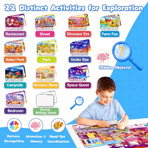 Baobrava Search and Find Game Books - Preschool Learning Activities for Kids Age 3-8, Travel Games for or Road Trip Car Airplane, Educational Seek Activity Birthday Gifts for Boys and Girls - style: Search and Find Book Game