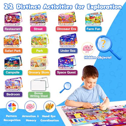 Baobrava Search and Find Game Books - Preschool Learning Activities for Kids Age 3-8, Travel Games for or Road Trip Car Airplane, Educational Seek Activity Birthday Gifts for Boys and Girls - style: Search and Find Book Game