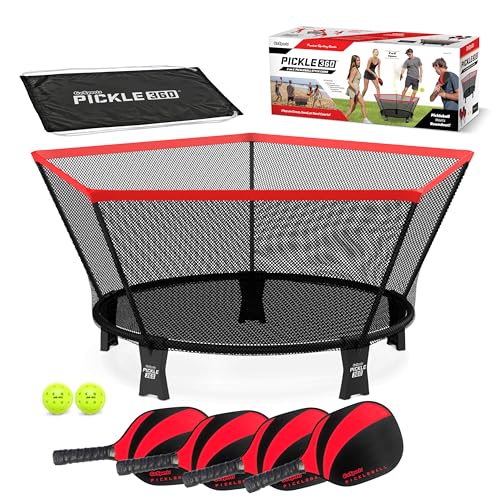 GoSports Pickle 360 Game Set – Pickleball Without a Court – Outdoor Lawn, Beach, and Backyard Paddle Ball Game - style: Classic