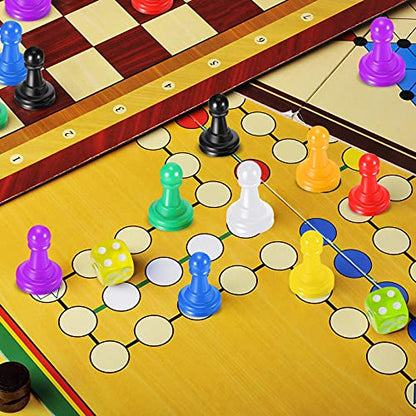 26 Pieces Multicolor Board Game Pieces and Dice Include 24 Multicolor Plastic Pawn Chess Pieces and 2 Plastic 6-Sided Game Dices, Chess Game Pieces Dice Set for Board Game Components Table Marking