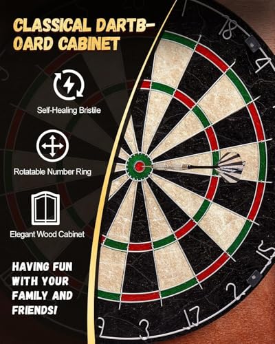 UV Printed Dart Board Cabinet Set Wooden Dartboard Cabinet for Family Game Rooms