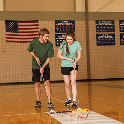 Champion Sports Shuffleboard Set (Cues & Pucks Included) - Easy Setup Indoor/Outdoor Group Game up to 4 Players – Multiple Styles