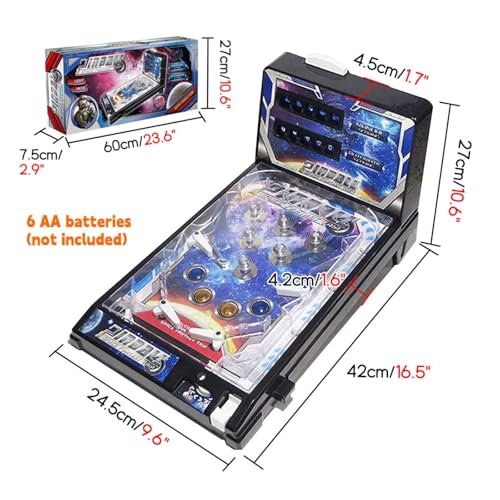 PHATM Mini Pinball Toys Classic Arcade Game Machine Electronic Arcade Pinball Machine Tabletop Marble Game with Scorer Lights Sounds