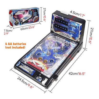 PHATM Mini Pinball Toys Classic Arcade Game Machine Electronic Arcade Pinball Machine Tabletop Marble Game with Scorer Lights Sounds