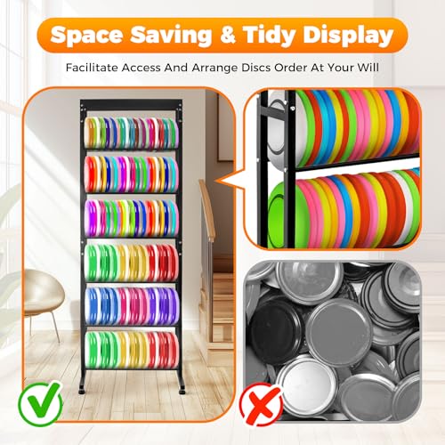 Sidasu 2/3/6-Tier Discs Golf Rack,Metal Disc Golf Storage Rack, Space-Saving Disc Station for Disc Golf Storage Shelf-Black - size: 6-shelf