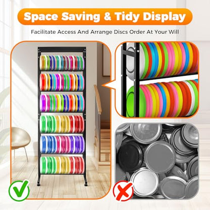 Sidasu 2/3/6-Tier Discs Golf Rack,Metal Disc Golf Storage Rack, Space-Saving Disc Station for Disc Golf Storage Shelf-Black - size: 6-shelf