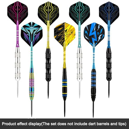 Dart Flights 105 Pieces (35 Unique Sets), 100 Micron PET, Universal Fit for Aluminum & PVC Shafts, for Steel & Soft Tip Darts, Premium Tournament Quality with 7 Designs