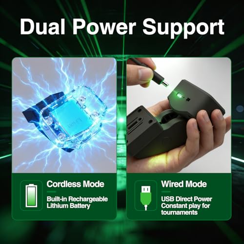 FunVision Green Laser Dart Throw Line - 360° Oche Toe Dart Line Marker with Rechargeable Lithium Battery & USB Power Line