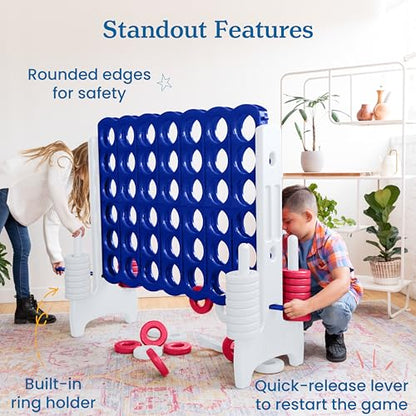 ECR4Kids Jumbo 4-to-Score Giant Game with 42 Rings and Reset Sliders, Kids Games, Red/White/Blue - color: Red/White/Blue