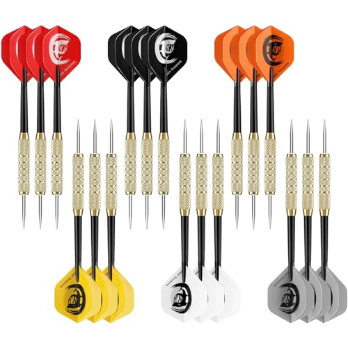 Accmor 18 Pack Steel Tip Darts, Metal Tip Dart Set, Darts Metal Tip Set, Metal Darts for Dartboard - style: 18G Darts