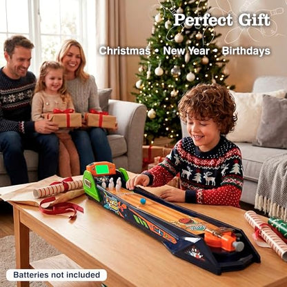 Bowling Game — Electronic Tabletop Arcade Game with LCD Auto Scoring, Lights & Sound, Spring-Loaded Launcher & 1-2 Player Modes — Mini Bowling Set for Kids - style: Bowling