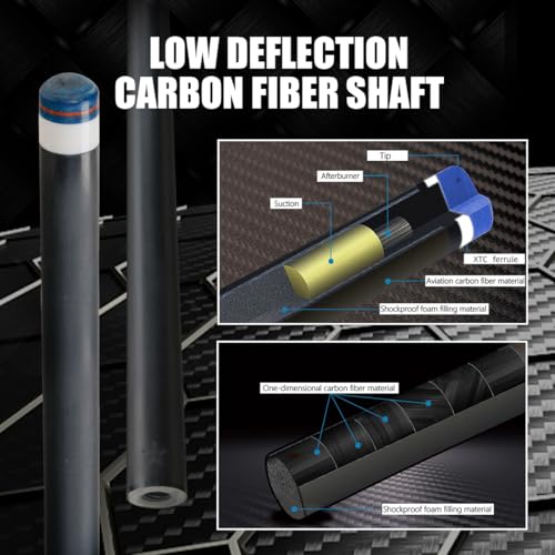 CRICAL Carbon Fiber Pool Cue Stick 58" Billiard Cue Sticks Professional Low Deflection Pool Sticks with 3/8 * 8 Pin Joint and 12.5mm Tip - color: 008-CL01-set