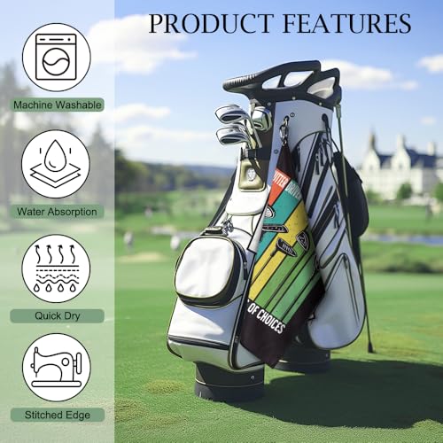 DYJYBMY Life is A Series of Choices Printed Golf Towel with Clip, Funny Golf Accessories for Men, Father's Day Appreciation Gifts for Husband Dad Father in Law Grandpa, Retirement Gofing Gifts - color: Black02