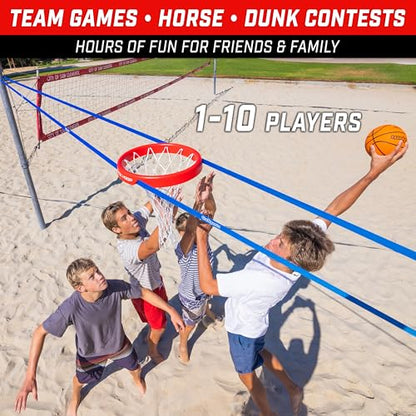 GoSports Slack Hoop Portable Basketball Game for Kids & Teens - Adjustable Height Outdoor Lawn, Beach, & Yard Game - Basketball Without a Court