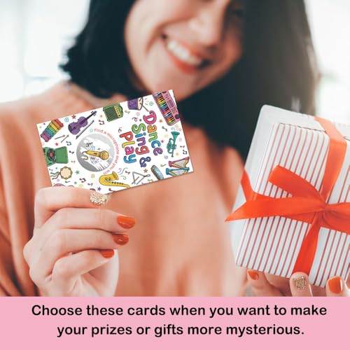 50 Pcs Dance Sing & Play Scratch off Game Cards, Musical Instruments Scratch Cards for Music Birthday Party, Back To 80s 90s Party Supplies, Dancing Activity Lottery Prize Raffle Ticket - color: Multi