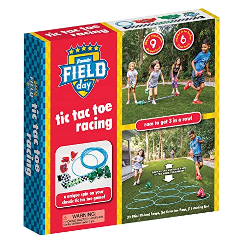 Franklin Field Day Deluxe Tic Tac Toe Racing for Kids and Adults - Perfect for Backyard Play - Includes 9 Play Space Hoops, 6 Tic Tac Toe Weighted Flags and 1 Starting Line