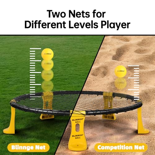 Roundnet Game Set with Balls and Patented Net, Lawn, Beach, Backyard Outdoor Game for Adults and Family - style: 3 balls with strip light