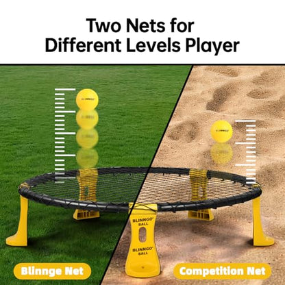 Roundnet Game Set with Balls and Patented Net, Lawn, Beach, Backyard Outdoor Game for Adults and Family - style: 3 balls with strip light