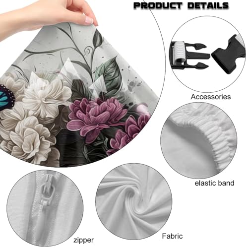 4 Pieces Gaming Chair Slip Cover Set Skull Rose Butterfly Print Game Chair Cover with Armrest Covers, Universal Fit, Machine Washable - color: Black - Skull Rose Butterfly