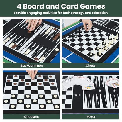 Goplus 10-in-1 Combination Multi Game Table Set, Adult Size Combo Game Table W/Foosball, Table Tennis, Pool, Air Hockey Table, Bowling, Chess, Checkers, Backgammon for Game Night - color: ['Black', 'Brown']