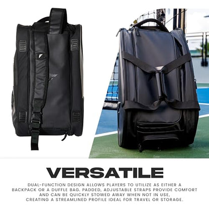 Franklin Sports Pickleball Pro Series Bag II - Court Backpack + Duffel Bag for Paddles, Balls + Equipment Storage - color: Black