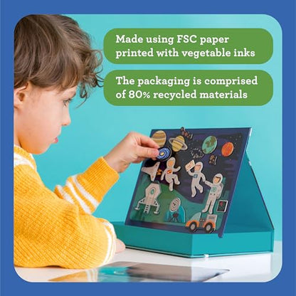 Petit Collage: My Museum Magnetic Play Scene - Fill the Museum with Iconic Art Pieces and Take Your Animal Friends on a Tour- Includes 2 Play Scenes and Over 40 Play Pieces - Great Travel Activity - color: My Museum