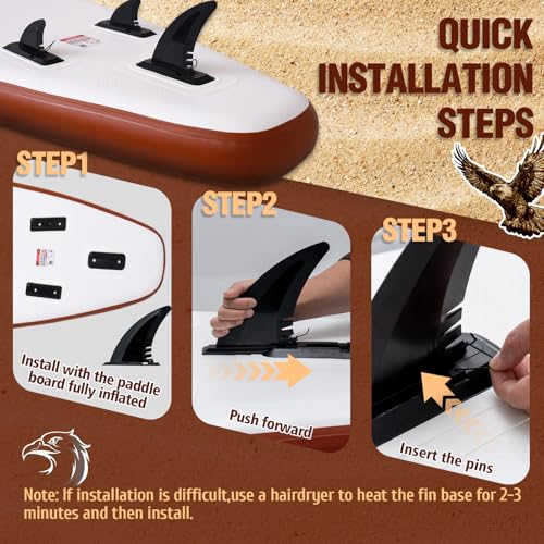FEATH-R-LITE Inflatable Paddle Board Stand Up Paddleboards for Adults SUP with Premium Accessories Pump, Adjustable Paddle, Leash, Three Fins, Backpack - style: Ash Eagle