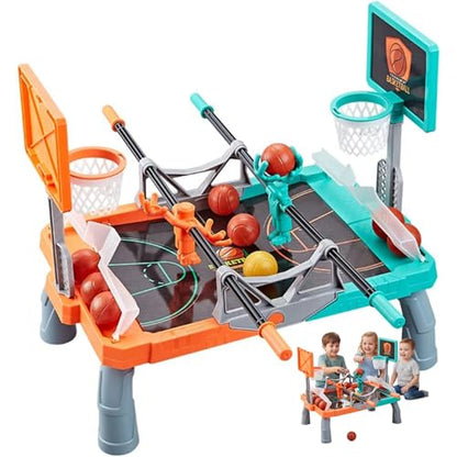 Basketball, Tabletop Basketball Shooting Game - Duel & Score Fun for 2 Players, Interactive Family Game Night with Mini Hoops and 10 Balls