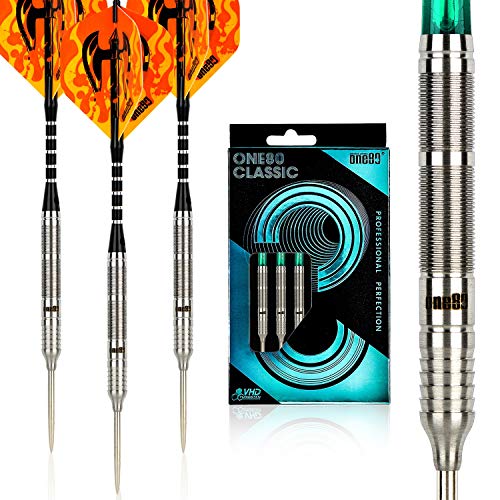 ONE80 90% VHD Steel Tip Tungsten Dart, Professional Barrel Style with Extra Flights, Shafts and Sharpener Gift Box Packaging - style: H-20g