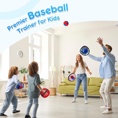 PlayZap Toss and Catch Ball Set Ultra Soft Fabric - Birthday Gift for Toddlers Kids Boys Girls 2-4 5-7 Yrs - Baseball Glove Toy Indoor Outdoor Yard Game & Beach/Pool Toy Set 4 Pack - color: Fabric 4 Pack Blue