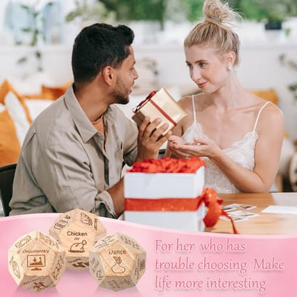 3 PCS Dice Set for Couples, Stocking Stuffers Gifts for Her Him, Anniversary Day Food Decision Dice Couple Gifts Girlfriend Boyfriend for Adults Valentines Birthday Wedding Food Dice - style: 3pc