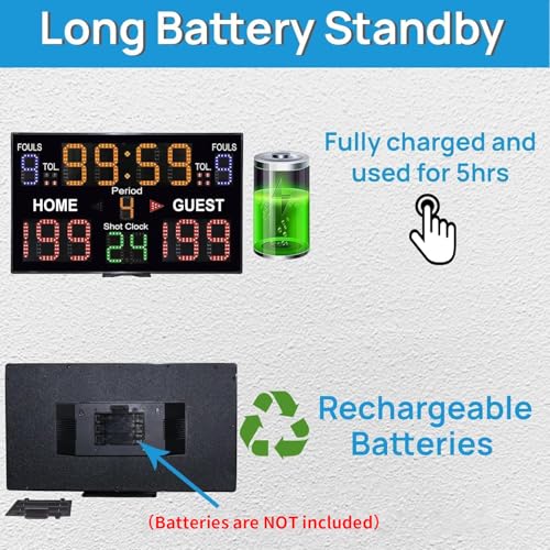 YZ LED Basketball Scoreboard with Shot Clock, Digital Scoreboard with Control Panel, Electronic Scoreboard with Timer Clock, Digital Score Keeper Outdoor
