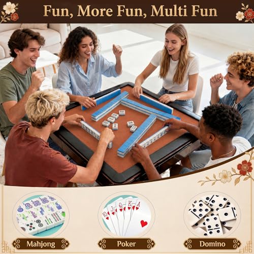 Drydiet Vegan Leather Mahjong Game Mat 31.5 x 31.5 Inch Reversible Anti Slip Noise Reducing Waterproof Mahjong Mat for Table, Poker, Board Games, Dominoes and Card Game(Brown and Coffee) - color: Brown and Coffee