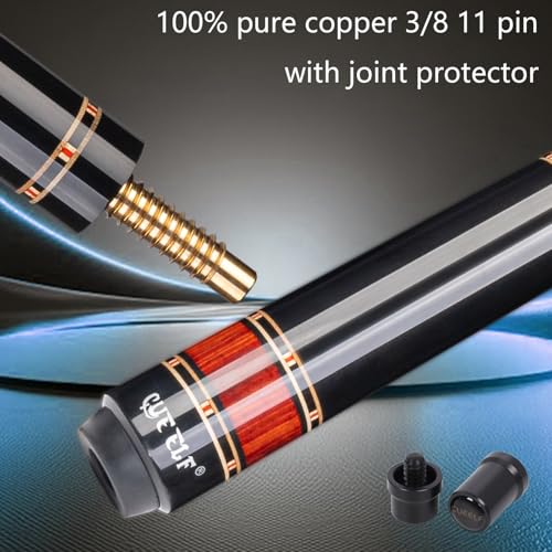 CUEELF Professional Pool Cue Stick – Handmade, Low Deflection | Solid Brass Joint Low Deflection Shaft 12.5mm Pro Tip & Inlay Ring Leather Non-Slip Wrap Precision Balanced - color: CJ-SH-04
