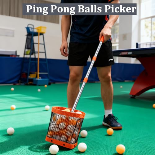 WIGERLON Ping Pong Ball Picker Holds 150 pcs Balls, Table Tennis Ball Picker for Training, Ping Pong Ball Picker Upper for Coach and Player