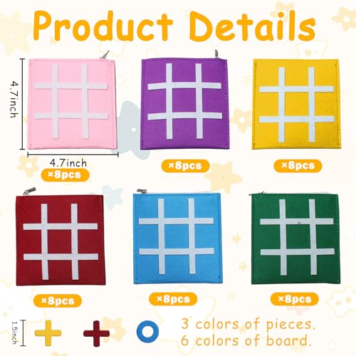 48 PCS Tic Tac Toe Board Game,Foam Tic-Tac-Toe Mini Board Game for Kids Family Classic Educational Toys Indoor Party Game Birthday Party 5"x5"