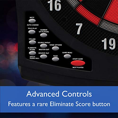 Viper Solar Blast Electronic Dartboard, 15.5 in Regulation Target, 43 Games, 16 Players, LED Scoreboard, 6 Darts Included, Black