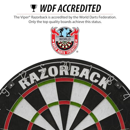 Viper Razorback WDF Accredited, Official Competition Bristle Steel Tip Dartboard Set with Staple-Free Razor Thin Spider Wire Self-Healing