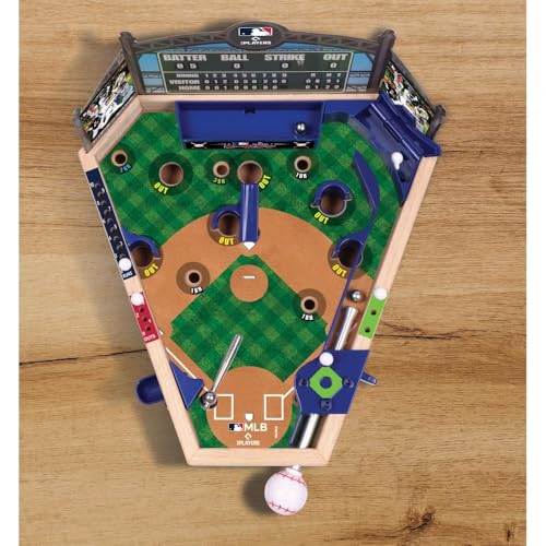 Ambassador Games MLB Wooden Pinball Baseball Game 14 x 12 x 8 inches