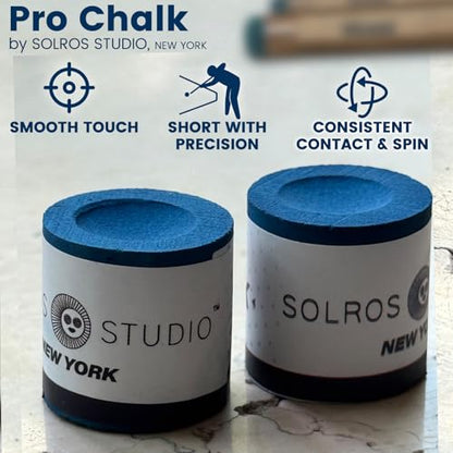 SOLROS Billiards Cue Chalk - High Performance Pure Round Pro Chalk | Color：Blue，3PCS，Low Dust & Long Lasting，Ready to Usez，Smooth Control，for Any Venue - color: Blue