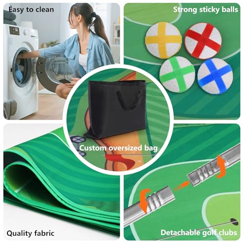 Golf Chipping Game Set – Battle Golf & Velcro Chipping Game with 2 Giant 70"x47" Mats, Backyard Golf Game for Indoor & Outdoor Fun– Includes Clubs, Balls & Targets